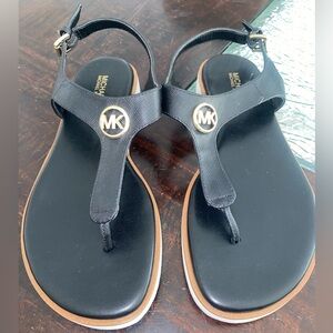 Michael Kors Black Sandals with Gold Accents